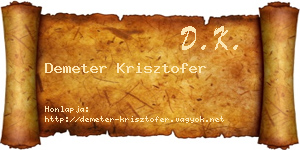 Demeter Krisztofer névjegykártya
